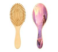 SKYSHU Fairy Waterfall Brosse à cheveux ovale en bois naturel avec poils en bois confortables, démêlante et coiffante pour femmes, hommes et enfants, tous types de cheveux (cheveux mouillés, secs et