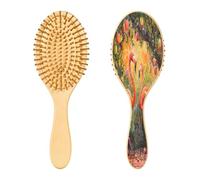 SKYSHU Flamingo Brosse à cheveux ovale en bois naturel avec poils en bois confortables, démêlante et coiffante pour femmes, hommes et enfants tous types de cheveux (cheveux mouillés, secs et abîmés)
