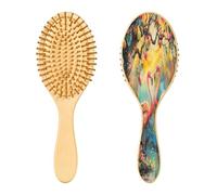 SKYSHU Flamingo Brosse à cheveux ovale en bois naturel avec poils en bois confortables, démêlante et coiffante pour femmes, hommes et enfants tous types de cheveux (cheveux mouillés, secs et abîmés)