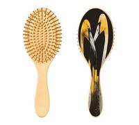 SKYSHU Flamingo Brosse à cheveux ovale en bois naturel avec poils en bois confortables, démêlante et coiffante pour femmes, hommes et enfants tous types de cheveux (cheveux mouillés, secs et abîmés)