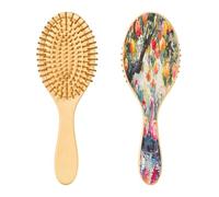 SKYSHU Flamingo Brosse à cheveux ovale en bois naturel avec poils en bois confortables, démêlante et coiffante pour femmes, hommes et enfants tous types de cheveux (cheveux mouillés, secs et abîmés)
