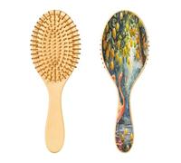 SKYSHU Flamingo Brosse à cheveux ovale en bois naturel avec poils en bois confortables, démêlante et coiffante pour femmes, hommes et enfants tous types de cheveux (cheveux mouillés, secs et abîmés)
