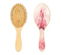 SKYSHU Flamingo Brosse à cheveux ovale en bois naturel avec poils en bois confortables, démêlante et coiffante pour femmes, hommes et enfants tous types de cheveux (cheveux mouillés, secs et abîmés)