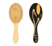 SKYSHU Flamingo Brosse à cheveux ovale en bois naturel avec poils en bois confortables, démêlante et coiffante pour femmes, hommes et enfants tous types de cheveux (cheveux mouillés, secs et abîmés)