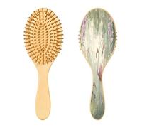 SKYSHU Flamingo Brosse à cheveux ovale en bois naturel avec poils en bois confortables, démêlante et coiffante pour femmes, hommes et enfants tous types de cheveux (cheveux mouillés, secs et abîmés)