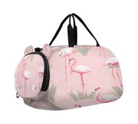 SKYSHU Flamingo Grand sac de nuit imperméable à bandoulière amovible avec compartiment à chaussures et poche humide