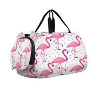 SKYSHU Flamingo Grand sac de nuit imperméable à bandoulière amovible avec compartiment à chaussures et poche humide