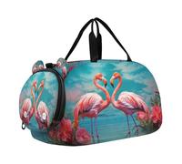SKYSHU Flamingo Grand sac de nuit imperméable à bandoulière amovible avec compartiment à chaussures et poche humide