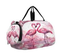 SKYSHU Flamingo Grand sac de nuit imperméable à bandoulière amovible avec compartiment à chaussures et poche humide