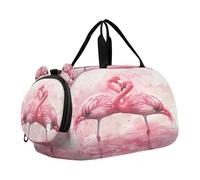 SKYSHU Flamingo Grand sac de nuit imperméable à bandoulière amovible avec compartiment à chaussures et poche humide