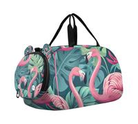 SKYSHU Flamingo Grand sac de nuit imperméable à bandoulière amovible avec compartiment à chaussures et poche humide
