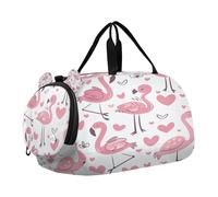 SKYSHU Flamingo Grand sac de nuit imperméable à bandoulière amovible avec compartiment à chaussures et poche humide