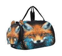 SKYSHU Fox Grand sac de week-end imperméable avec bandoulière amovible et compartiment à chaussures et poche humide