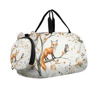 SKYSHU Fox Grand sac de week-end imperméable avec bandoulière amovible et compartiment à chaussures et poche humide