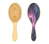 SKYSHU Galaxy Brosse à cheveux ovale en bois naturel avec poils en bois confortables, démêlante et coiffante pour femmes, hommes et enfants, tous types de cheveux (cheveux mouillés, secs et abîmés)