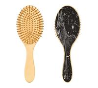 SKYSHU Galaxy Wolf Brosse à cheveux ovale en bois naturel avec poils en bois confortables, démêlante et coiffante pour femmes, hommes et enfants, tous types de cheveux (cheveux mouillés, secs et