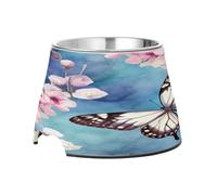 SKYSHU Gamelles surélevées en forme de papillon pour chien et chat - Prévention des maladies des vertèbres - Support surélevé pour chien et chat - Gamelles amovibles en acier inoxydable