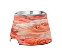 SKYSHU Gamelles surélevées en forme de pivoine pour chien et chat, prévention des vertèbres, bol surélevé pour chien et chat avec bols amovibles en acier inoxydable, antidérapant et anti-déversement