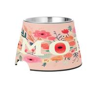 SKYSHU Gamelles surélevées pour chien et chat Happy Mother's Day - Prévention des maladies des vertèbres - Support surélevé pour chien et chat - Gamelles amovibles en acier inoxydable - Antidérapantes