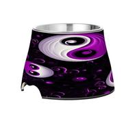 SKYSHU Gamelles surélevées pour chien et chat Yin Yang Ball - Prévention des vertèbres - Gamelle surélevée pour chien et chat - Gamelles amovibles en acier inoxydable - Antidérapantes