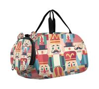 SKYSHU Grand sac de nuit étanche avec bandoulière amovible et compartiment à chaussures et poche pour vêtements humides Motif casse-noisette