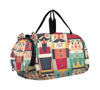 SKYSHU Grand sac de nuit étanche avec bandoulière amovible et compartiment à chaussures et poche pour vêtements humides Motif casse-noisette