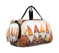 SKYSHU Grand sac de nuit imperméable avec bandoulière amovible et compartiment à chaussures et poche humide Motif nains d'automne