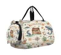 SKYSHU Grand sac de nuit imperméable avec bandoulière amovible et compartiment à chaussures et poche pour vêtements mouillés Motif carte au trésor