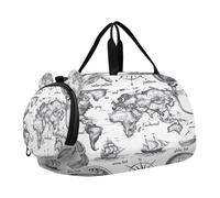 SKYSHU Grand sac de nuit imperméable avec bandoulière amovible et compartiment à chaussures et poche pour vêtements mouillés Motif carte au trésor