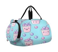 SKYSHU Grand sac de w nd étanche Kawaii Bubble Tea avec bandoulière amovible et compartiment à chaussures et poche humide