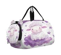 SKYSHU Grand sac de w nd imperméable à bandoulière amovible avec compartiment à chaussures et poche humide Motif mouton