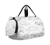 SKYSHU Grand sac de w nd imperméable avec bandoulière amovible et compartiment à chaussures et poche humide Motif avions de dessin animé