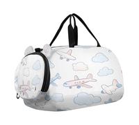 SKYSHU Grand sac de w nd imperméable avec bandoulière amovible et compartiment à chaussures et poche humide Motif avions de dessin animé