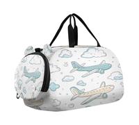 SKYSHU Grand sac de w nd imperméable avec bandoulière amovible et compartiment à chaussures et poche humide Motif avions de dessin animé