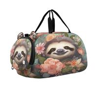 SKYSHU Grand sac de week-end imperméable avec bandoulière amovible et compartiment à chaussures et poche pour vêtements mouillés Motif paresseux