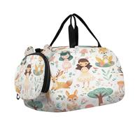 SKYSHU Grand sac de w nd imperméable avec bandoulière amovible et compartiment à chaussures et poche humide Motif animal de la forêt
