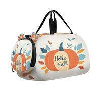 SKYSHU Hello Full Pumpkin Grand sac de w nd imperméable à bandoulière amovible avec compartiment à chaussures et poche humide