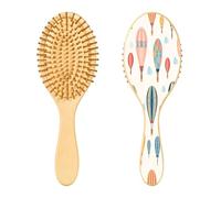 SKYSHU Hot Air Ballon Brosse à cheveux en bois naturel avec poils en bois confortables, démêlante et coiffante ovale pour femmes, hommes et enfants tous types de cheveux (cheveux mouillés, secs et