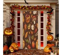 SKYSHU Housse de porte avec éléments d'automne - Lavable - Haute élasticité - Imperméable - Réutilisable - Décoration festive pour intérieur ou extérieur - 81 x 200 cm