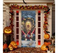 SKYSHU Housse de porte de nain de Noël, lavable, hautement élastique, imperméable, réutilisable, décoration festive pour intérieur ou extérieur, vacances, fête, décoration d'intérieur, 89 x 200 cm