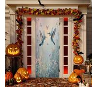 SKYSHU Housse de porte en forme de colibri, lavable, hautement élastique, imperméable, réutilisable, décoration festive pour intérieur ou extérieur, vacances, fête, décoration d'intérieur, 81,3 x