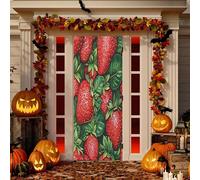 SKYSHU Housse de porte en forme de fraise, lavable, hautement élastique, imperméable, réutilisable, décoration festive pour intérieur ou extérieur, vacances, fête, décoration d'intérieur, 81,3 x 200,9