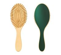 SKYSHU Hunter Brosse à cheveux ovale en bois naturel de couleur unie avec poils en bois confortables, démêlante et coiffante pour femmes, hommes et enfants, tous types de cheveux (cheveux mouillés,