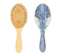 SKYSHU Libelle Brosse à cheveux en bois naturel avec poils en bois confortables, démêlant et coiffant Brosse à cheveux ovale pour femmes, hommes et enfants, tous types de cheveux (cheveux secs humides
