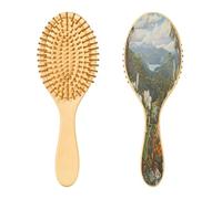 SKYSHU Lily Flower Brosse à cheveux, en bois naturel, avec poils en bois confortables, ovale, démêlante et coiffante, pour femmes, hommes et enfants, tous les types de cheveux (cheveux secs et abîmés)