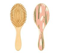 SKYSHU Lily Flower Brosse à cheveux ovale en bois naturel avec poils en bois confortables, démêlante et coiffante pour femmes, hommes et enfants tous types de cheveux (cheveux mouillés, secs et