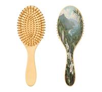 SKYSHU Lily Flower Brosse à cheveux ovale en bois naturel avec poils en bois confortables, démêlante et coiffante pour femmes, hommes et enfants tous types de cheveux (cheveux mouillés, secs et
