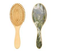 SKYSHU Lily Flower Brosse à cheveux ovale en bois naturel avec poils en bois confortables, démêlante et coiffante pour femmes, hommes et enfants tous types de cheveux (cheveux mouillés, secs et
