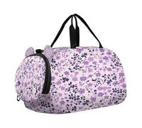 SKYSHU Little Flower Grand sac de week-end imperméable à bandoulière amovible avec compartiment à chaussures et poche humide