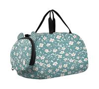 SKYSHU Little Flower Grand sac de week-end imperméable à bandoulière amovible avec compartiment à chaussures et poche humide